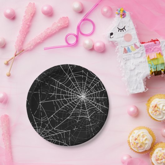 Halloween-Party für Schwarz-Weiß-Spider Pappteller (Party)
