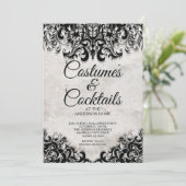 Halloween-Party für Vintage Cocktails und Kostüme Einladung (Stehend Vorderseite)
