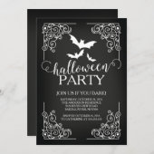 Halloween-Party für Vintage Fledermäuse Einladung (Vorne/Hinten)
