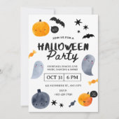 Halloween-Party für Wasserfarben Einladung (Vorderseite)