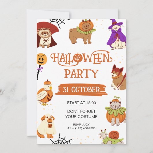 Halloween-Party für Wasserfarben Einladung (Vorderseite)