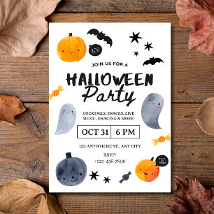 Halloween-Party für Wasserfarben Einladung