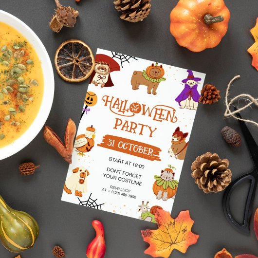 Halloween-Party für Wasserfarben Einladung