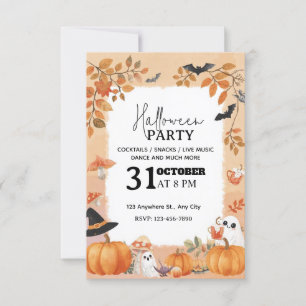 Halloween-Party für weiche Wasserfarben Einladung