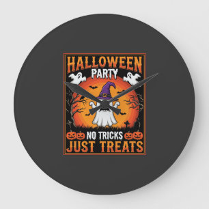 Halloween-Party-Geist Keine Tricks, nur Leckerlis Große Wanduhr