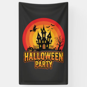 Halloween-Party Geister Schloss Retro Vektor Banner