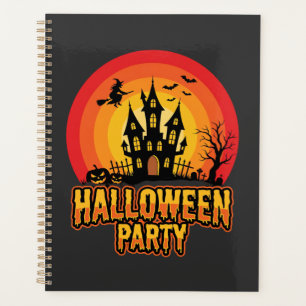 Halloween-Party Geister Schloss Retro Vektor Planer