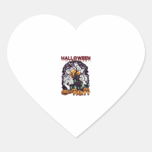 Halloween-Party Geisterhaus Baum Kürbisse Schwarz Herz-Aufkleber