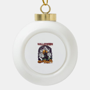 Halloween-Party Geisterhaus Baum Kürbisse Schwarz Keramik Kugel-Ornament