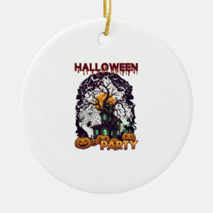 Halloween-Party Geisterhaus Baum Kürbisse Schwarz  Keramik Ornament