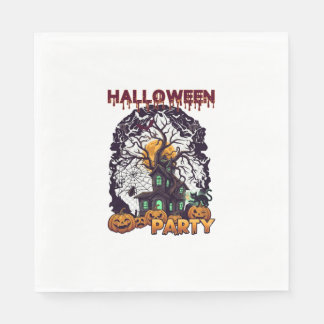 Halloween-Party Geisterhaus Baum Kürbisse Schwarz Serviette