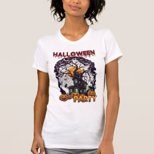 Halloween-Party Geisterhaus Baum Kürbisse Schwarz T-Shirt