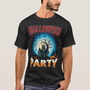Halloween-Party Geisterhaus Gruselige Nacht Vektor T-Shirt