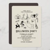 Halloween-Party Ghost Black Cat Bat Einladung (Vorne/Hinten)