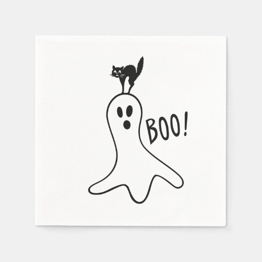 Halloween-Party Ghost und Black Cat Niedlich Spook Serviette (Vorderseite)
