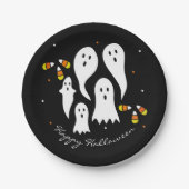 Halloween-Party Ghosts & Candy Mais Schwarzes Oran Pappteller (Vorderseite)
