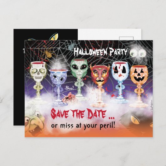 Halloween-Party, Ghoulish Einladungspostkarte (Vorne/Hinten)