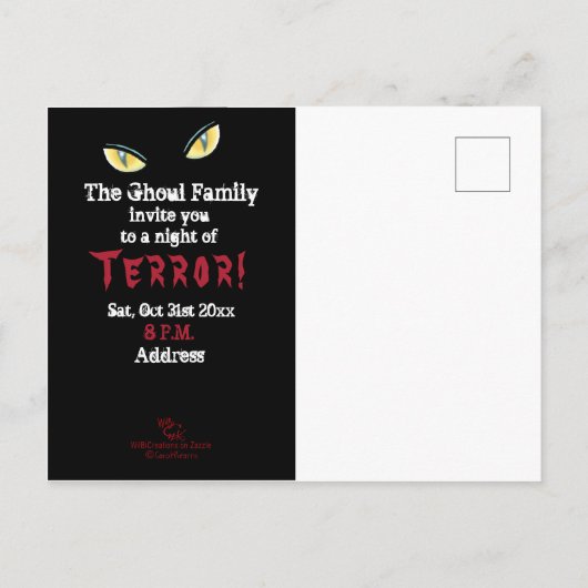 Halloween-Party, Ghoulish Einladungspostkarte (Rückseite)