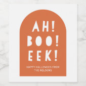 Halloween-Party Gift Burnt Orange Arch Boo Eek Weinetikett (Einzelnes Label)