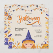 Halloween-Party Girl Einladung (Vorne/Hinten)