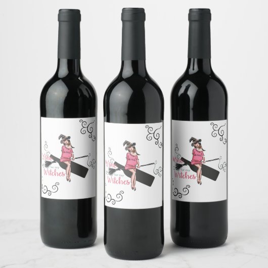 Halloween-Party Girls Wine for my Hexes Label Weinetikett (Flaschen)