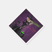 Halloween-Party Glam Hexe in Schwarz Grün Lila Serviette (Ecke)