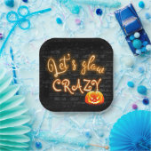 Halloween-Party Glow Sign mit Jack-o-Laterne Pappteller (Party)