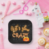 Halloween-Party Glow Sign mit Jack-o-Laterne Pappteller (Party)