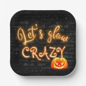 Halloween-Party Glow Sign mit Jack-o-Laterne Pappteller (Vorderseite)