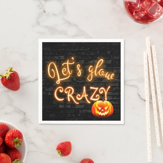 Halloween-Party Glow Sign mit Jack-o-Laterne Serviette (Beispiel)