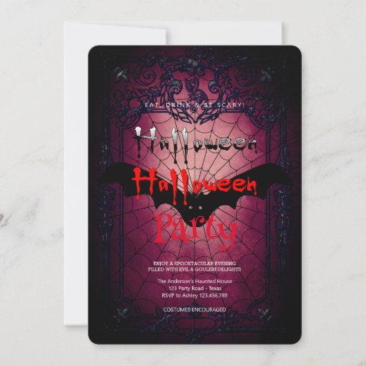 Halloween-Party Gothic Das Web der Spinne Einladung (Vorderseite)
