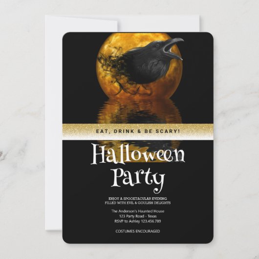Halloween-Party Gothic Moon Einladung (Vorderseite)