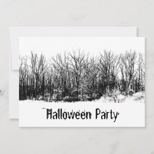 Halloween-Party Gothic Schwarz-weiß Spooky Einladung (Vorderseite)