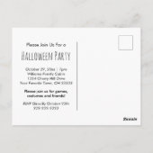 Halloween-Party Gothic Schwarz-weiße Einladung Postkarte (Rückseite)