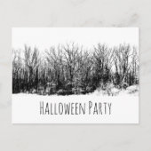 Halloween-Party Gothic Schwarz-weiße Einladung Postkarte (Vorderseite)