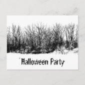 Halloween-Party Gothic Schwarz-weiße Einladung Postkarte (Vorderseite)