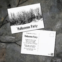Halloween-Party Gothic Schwarz-weiße Einladung Postkarte