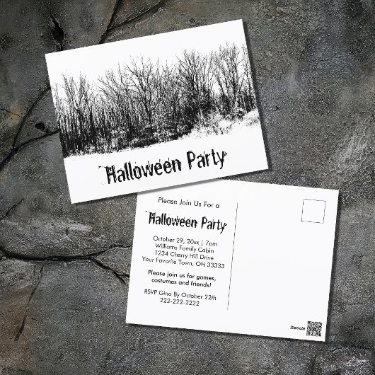Halloween-Party Gothic Schwarz-weiße Einladung Postkarte