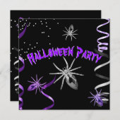 Halloween-Party Gothic Spider Lila Black Einladung (Vorne/Hinten)