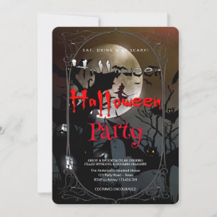 Halloween-Party Gotische Hexe und Spuk Haus Einladung
