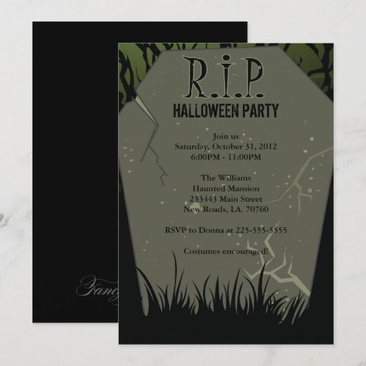 Halloween-Party Grabstein Einladung (Vorne/Hinten)