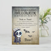Halloween Party Grim Sensenmann Einladung (Stehend Vorderseite)