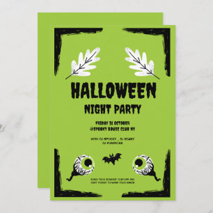 Halloween-Party, grün und schwarz, Halloween-Party Einladung