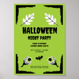 Halloween-Party, grün und schwarz, Halloween-Party Poster