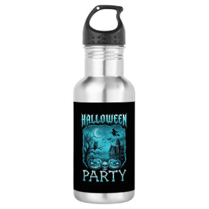 Halloween-Party Gruselhaus Kürbisse Totenkopf Hexe Edelstahlflasche