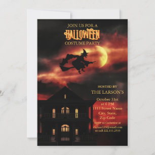 Halloween-Party Gruseliges Haus und Hexen-Einladun