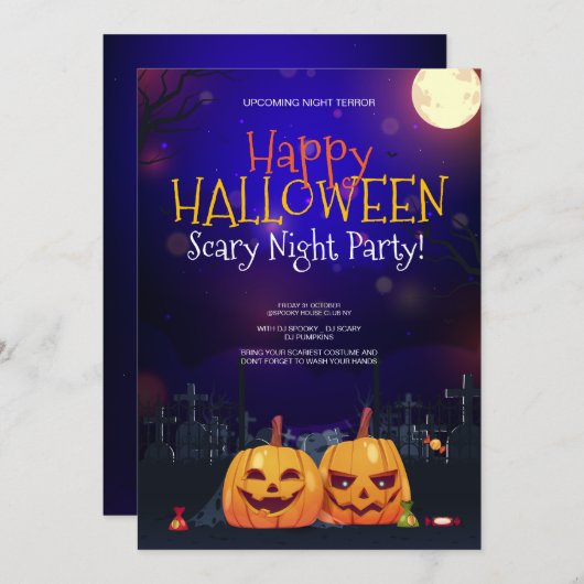 Halloween-Party, Halloween Night Terror Einladung (Vorne/Hinten)