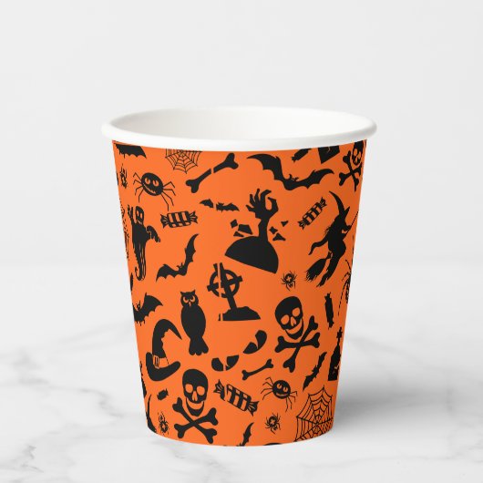 Halloween-Party Happy Halloween Schwarzer Spaß Pappbecher (Vorderseite)
