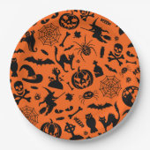 Halloween-Party Happy Halloween Schwarzer Spaß Pappteller (Vorderseite)