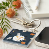 Halloween-Party Happy Spooky Dark Blue Schlüsselanhänger (Vorderseite rechts)